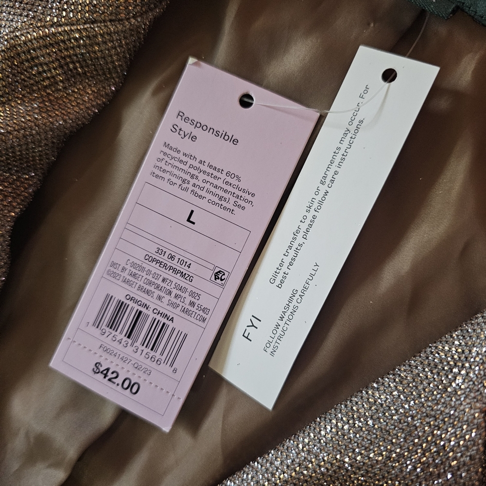 NWT Wild Fable Sparkly Gold New Years Eve Holiday Party Blazer Pants & Purse Set - Picture 4 of 15
